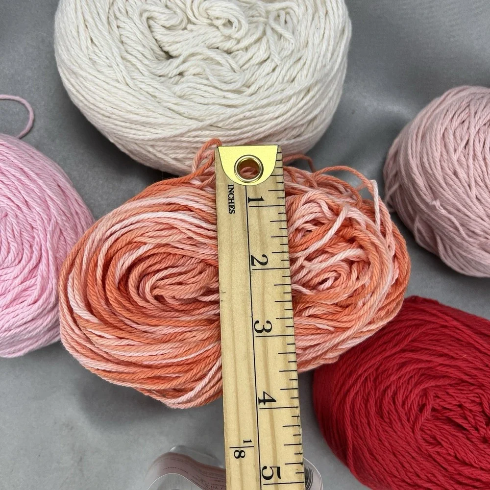 5 Peaches & Creme Worsted Weight 4 Ply Yarn 100% Cotton Mixed Red Pink Cream 1lb